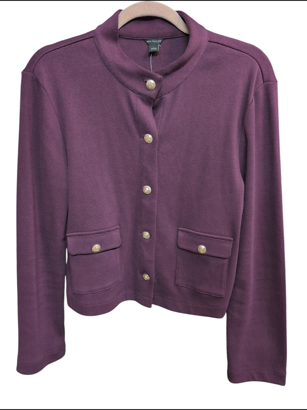 Ann Taylor Purple Button Front Knit Jacket